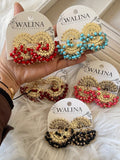 Pendientes flamencos de abanico con flecos y cuentas de colores PEN1299 - FELIZ SHOPPING 