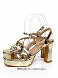 Sandalias doradas de plataforma y tacón ancho -Tacones de fiesta y ceremonia - FELIZ SHOPPING 
