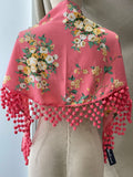 Mantón Rocío con Flecos madroño – Chal Floral Español tk-26-M