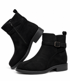 Botines de Mujer con Hebilla y Cremallera Lateral – Tacón Bajo, Cómodos y Elegantes 12353
