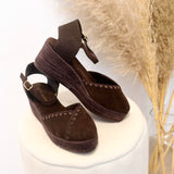 Sandalias de cuña estilo alpargata con punta cerrada | Mary Jane con correa - FELIZ SHOPPING 