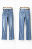 Jeans de tiro alto rectos con ligera campana-Azul claro L6152