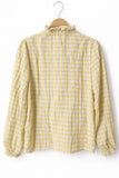 Blusa de cuadros con bordado y manga larga 97017-AM