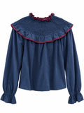 Blusa de Mujer con Volantes y Cuello Fruncido 8471