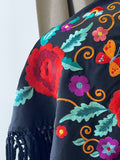 MANTON FLAMENCO BORADO FLORE ROJO -270053 NEGRO