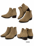Botines de Mujer Estilo Cowboy con Tachuelas Metálicas, Punta Fina, Tacón Ancho de 4 cm, Cremallera Lateral Y2519