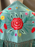 MANTON FLAMENCO BORDADO MEDIANA PARA ADULTOS Y NIÑAS  - 270060 VERDE AGUA