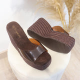 Sandalias de cuña con banda transparente | Plataforma abierta - FELIZ SHOPPING 