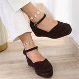 Sandalias de cuña estilo alpargata con punta cerrada | Correa al tobillo - FELIZ SHOPPING 