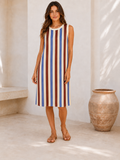 Vestido midi de rayas sin mangas YE906
