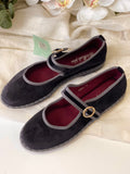 Zapatos Mary Jane de Terciopelo-Elegancia Vintage y Máxima Comodidad N5801