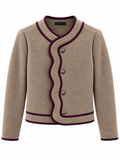 Chaqueta Corta de Mujer Estilo Chanel con Ribetes a Contraste | Elegante y Vintage | Talla Única M-L 13613