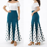 60105 Falda Flamenca con Lunares -Falda de Baile Flamenco de Cintura Alta