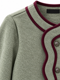 Chaqueta Corta de Mujer Estilo Chanel con Ribetes a Contraste | Elegante y Vintage | Talla Única M-L 13613