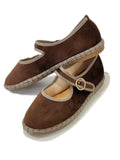 Zapatos Mary Jane Marrones de Gamuza con Hebilla Vintage N5812-7-MARRON