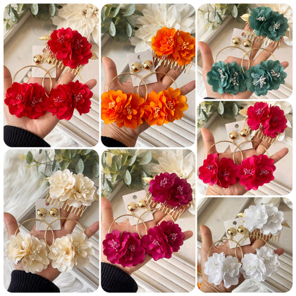 Pendientes Flamenca con Flores y Peineta Flamenco co1599