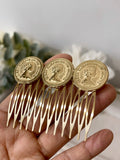 BROCHE Y PEINETA MONEDA BRO599