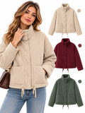 Chaqueta Acolchada de Pana para Mujer | Cuello Alto, Corte Oversize y Cordón Ajustable | Talla Única hasta XL 8611