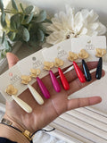 Pendientes largos de hoja dorada con gota PEN699