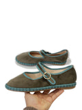 Zapatos Mary Jane Verde Bosque de Gamuza con Hebilla N5812-3-OLIVE/GREEN