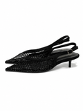 Zapato destalonado de punta fina con rejilla de brillo 9869 - FELIZ SHOPPING 