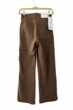 Pantalón de pierna ancha color café de talle alto con botones dorados 7306-7