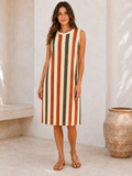 Vestido midi de rayas sin mangas YE906