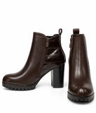 Botines de Mujer con Tacón Ancho – Cremallera Lateral, Elástico y Detalle Efecto Cocodrilo 8806