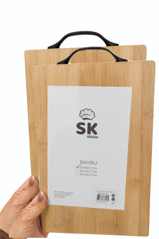2 Tabla de cortar de bambú con asa -SK Kitchen tk25