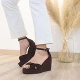 Sandalias de cuña con suela de esparto para verano | Plataforma con correa al tobillo - FELIZ SHOPPING 