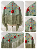 Mantoncillo Infantil Bordado de Flores con Flecos Estilo Flamenco para Feria y Fiestas 270071