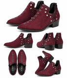 Botines de Mujer con Tachuelas y Cremallera Lateral – Tacón Bajo de 4 cm, Punta Fina, Estilo Casual y Elegante Y2092