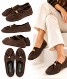 Bailarinas Mujer Elegantes con Adorno Dorado, Zapatos Planos Cómodos, Ligeros y Flexibles 6602b