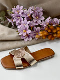 Sandalias Mujer Planas con Adorno Metálico Redondo MT12-68