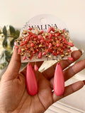 Pendientes flamencos de flor con lágrima -Largos llamativos y elegantes PEN1399