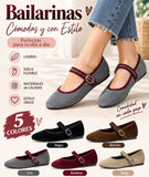Bailarinas Mary Jane de terciopelo estilo retro -Cómodas combinables y disponibles en varios colores H9037