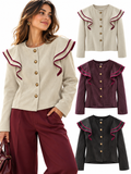 Chaqueta Corta de Mujer con Volantes y Botones Dorados | Estilo Elegante | 3 Colores 76854