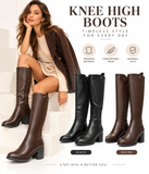 Botas Altas de Mujer con Tacón Ancho, Caña Elástica y Cremallera Lateral TF8922