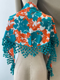 Mantón Rocío con Flecos madroño – Chal Floral Español tk-26-M