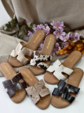 Sandalias Planas Mujer Diseño H con Textura MT16