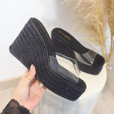 Sandalias de cuña con banda transparente | Plataforma abierta - FELIZ SHOPPING 