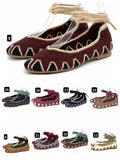 Bailarinas de crochet estilo bohemio con cordones N5810