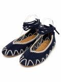 Bailarinas de crochet estilo bohemio con cordones N5810