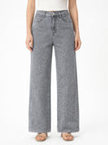 Jeans grises de tiro alto y pierna recta DY757