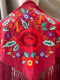 MANTON FLAMENCO BORADO FLORE ROJO -270053 BURDEO