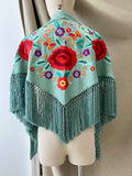 LM MANTONCILLO BORADO FLORE ROJO-VERDE AGUA 2 - FELIZ SHOPPING 