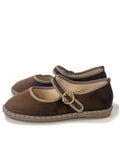 Zapatos Mary Jane Marrones de Gamuza con Hebilla Vintage N5812-7-MARRON