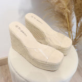 Sandalias de cuña con banda transparente | Plataforma abierta - FELIZ SHOPPING 