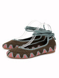 Bailarinas de crochet estilo bohemio con cordones N5810