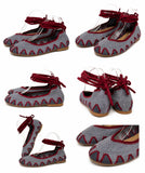 Bailarinas de crochet estilo bohemio con cordones N5810